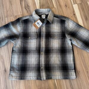 The North Face Mens Valley Twill Utility Black Plaid Relaxed Fit Shirt Jacket XS